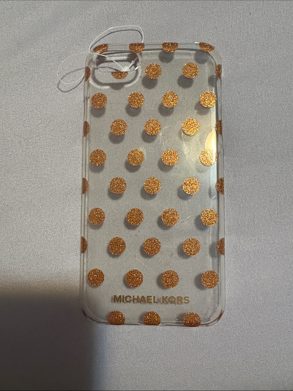 Michael Kors Clear Phone Case with Gold Glitter Polka Dots